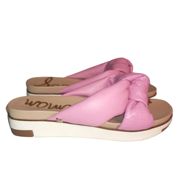 Sam Edelman Agatha Flatform Sport Pink Leather Twisted Knot Slip On Sand… - Picture 6 of 9